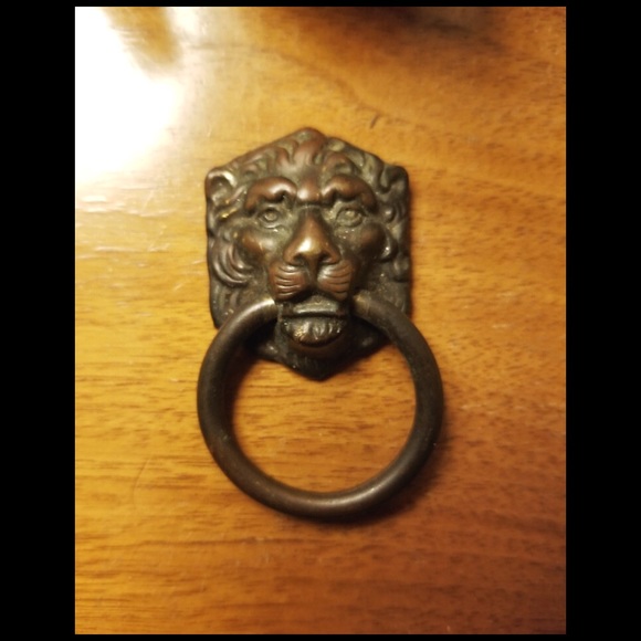 Vintage Other - Antique 1900s Victorian Brass Lion's Head Ring Drawer Pull Handle
